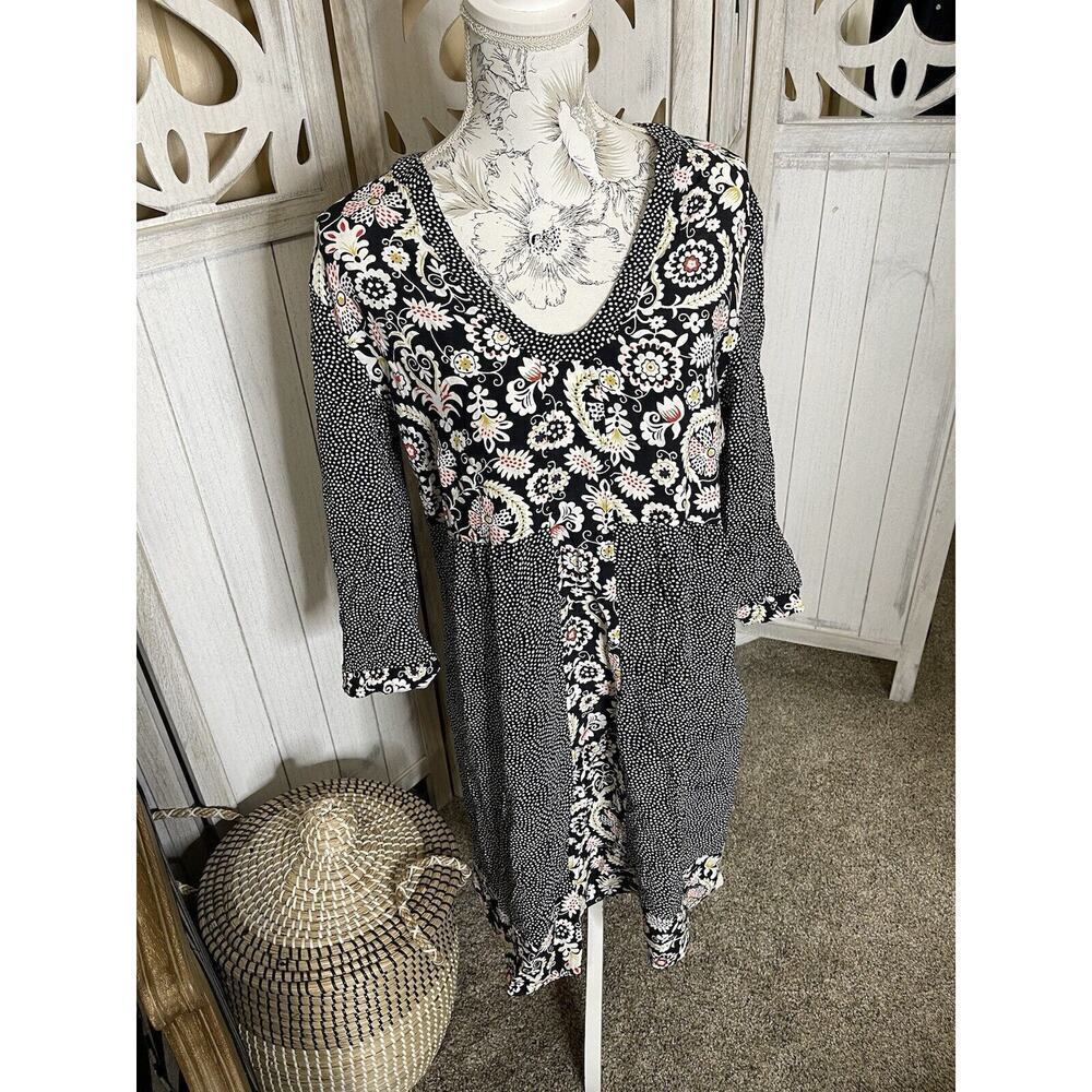 BODEN Mollie Paisley Polka Dot patchwork Shift Dress BoHo Multicolor US 12L Long